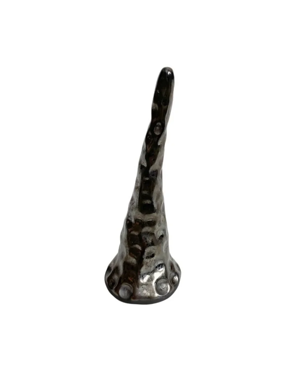 Metallic Black Ceramic Brutalist Ring Holder | Textured Handmade MCM Boho Style